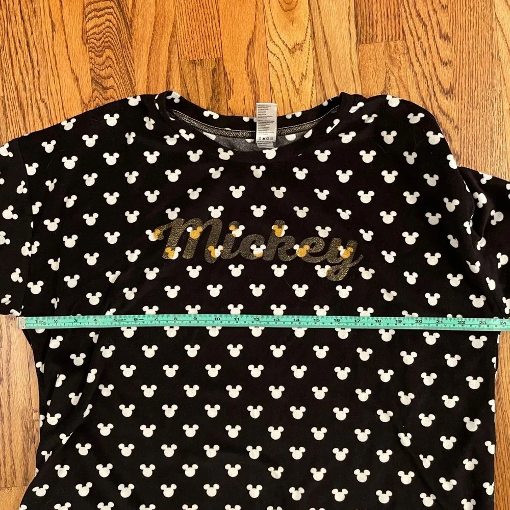 Disney Mickey Mouse SLEEP SHIRT TOP Womens Black‎ Long Sleeve XL